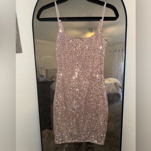 Sequin Embellished Rose Gold Dress size Small